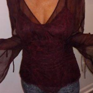 Burgundy chiffon blouse, S/M